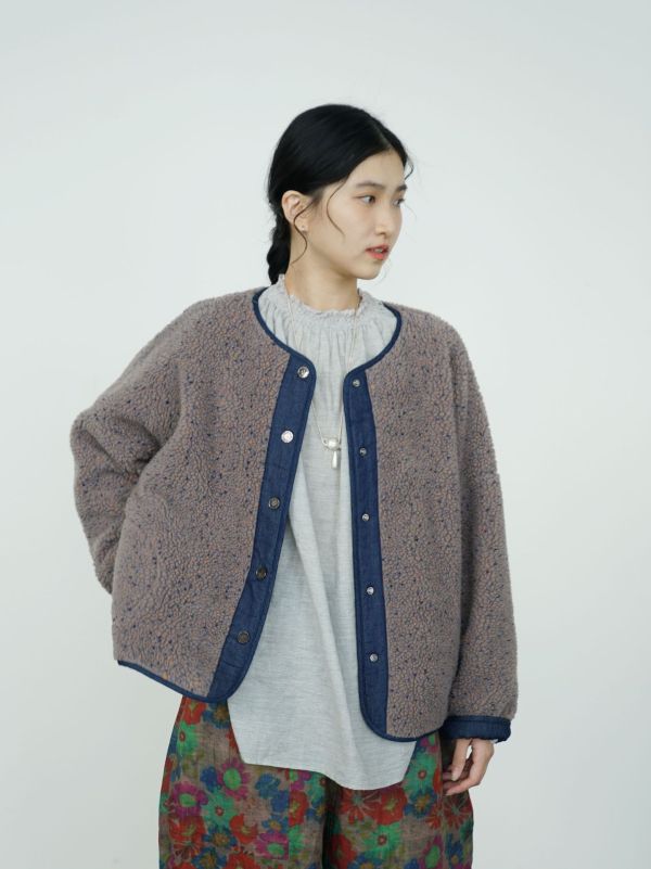 燕燕~秋冬款 提花仿羊羔絨加厚棉衣新中式懷舊兩穿寬鬆保暖背心 外套 ab2532401 