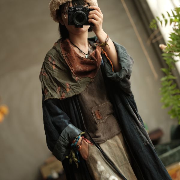 燕燕~復古文藝拼色布三角巾圍巾頭巾  abW07501 