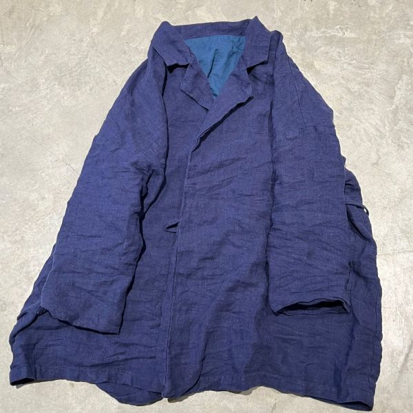 燕燕～春秋新品   亞麻材質 中長款裡襯黑色簡約文藝外套風衣 長袖棉麻衫 