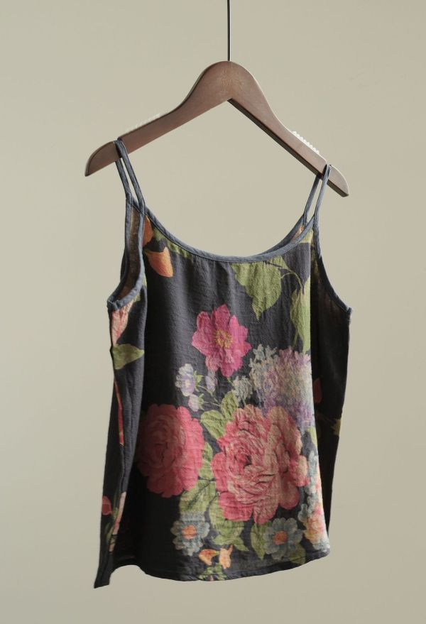 燕燕～雙層棉 復古數碼印花吊帶背心  ab2305401 