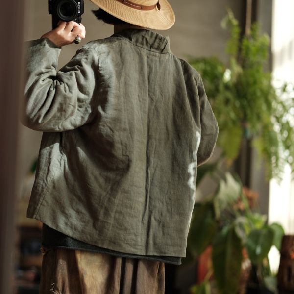 燕燕~棉麻商品~復古文藝麻料炒色小棉衣外套  ab192201 