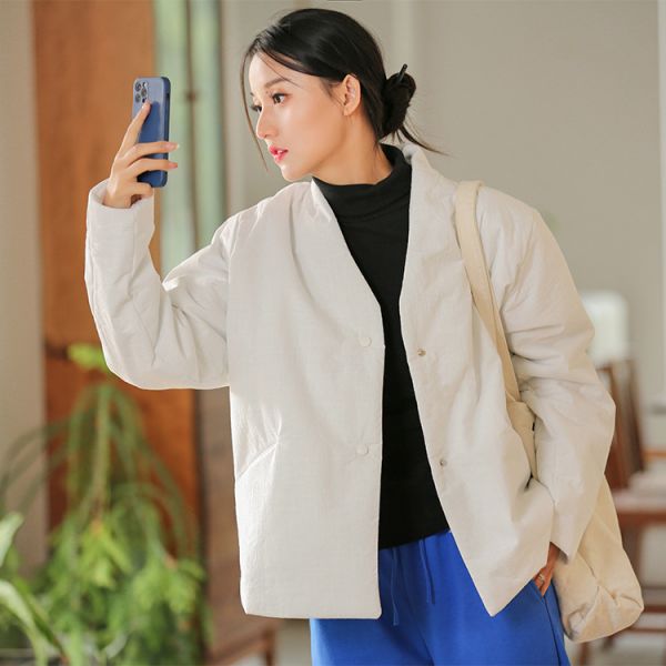 燕燕~棉麻商品~ 寬鬆百搭夾棉加厚保暖女式棉衣棉服外套 