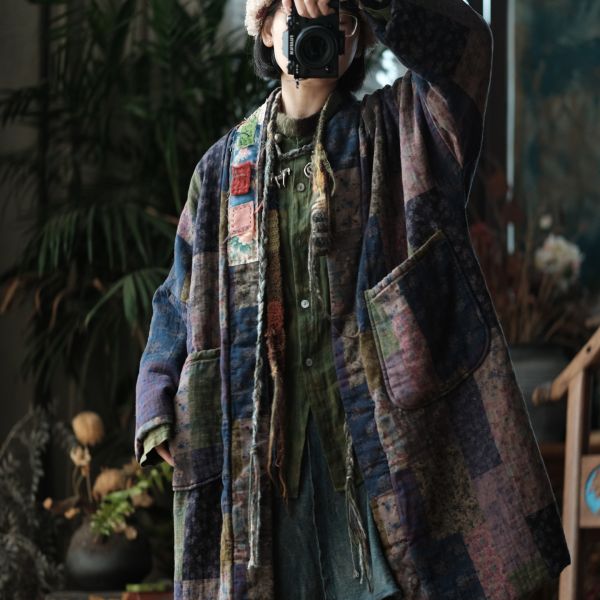 燕燕~設計文藝復古寬鬆夾棉棉衣外套袍子 ab193101 