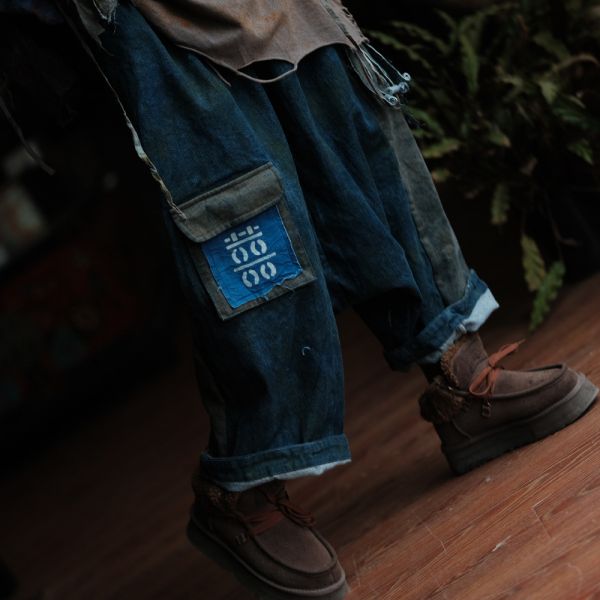 燕燕~輕訂製  復古文藝手工髒染 休閒褲 長褲    ab234501 