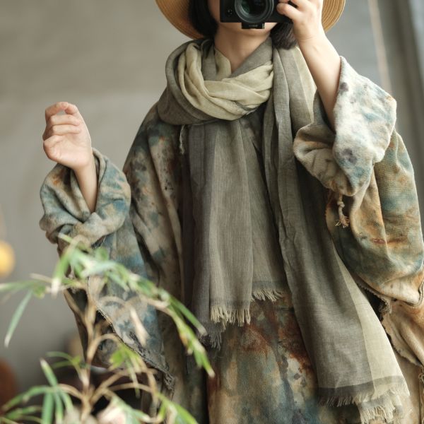 燕燕～復古文藝減齡氣質百搭圍巾披肩    abW06701 