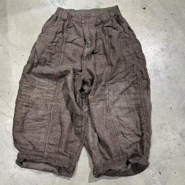 燕燕～秋冬款~雙層厚實復古做舊寬鬆闊腿休閒長褲 