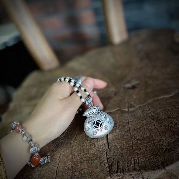 燕燕~棉麻商品~復古文藝棉麻百搭配飾藏銀毛衣鏈掛件項鍊. (福袋） 