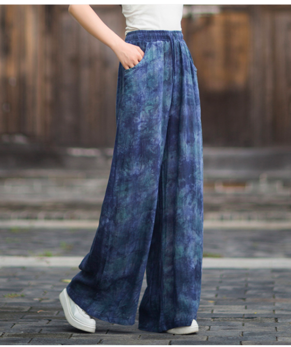 燕燕~秋季新款 渲染寬鬆顯瘦文藝百搭長褲 寬褲 