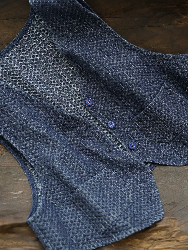 燕燕~秋季華夫格牛仔棉做舊 復古寬鬆混搭背心 ab2519801 