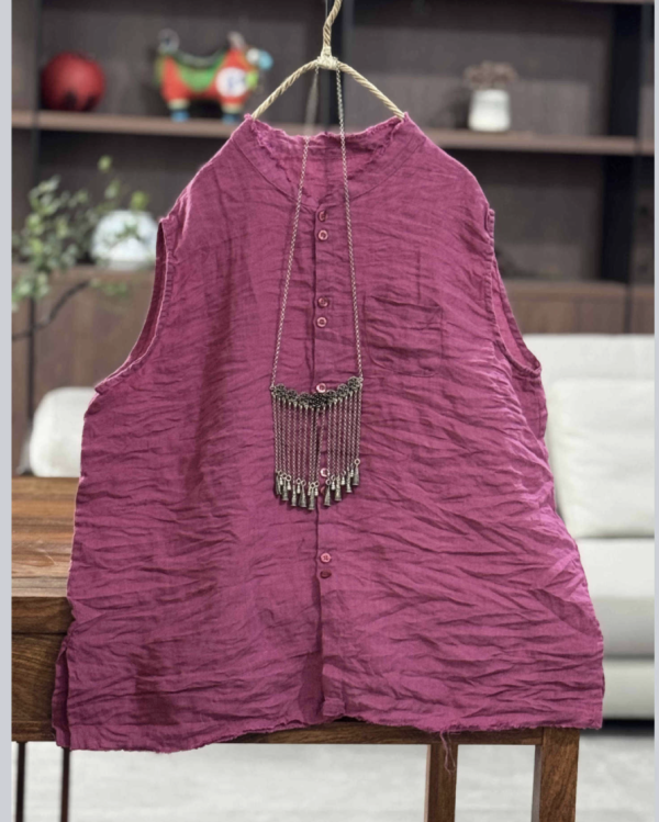燕燕~高品質復古亞麻寬鬆休閒背心 