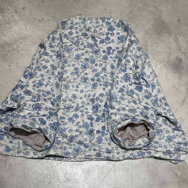 燕燕~雨露麻印花雙層偏襟盤扣外套小衫 上衣 ab27001 