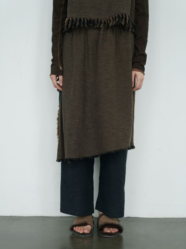 燕燕~秋冬款 復古色織棉麻個性不規則漁夫直筒褲 兩穿褲 ab2434701 