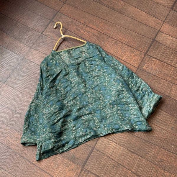燕燕棉麻～夏款 莧麻 數位印花寬鬆漢服設計師款 方領文藝休閒麻衫 上衣 