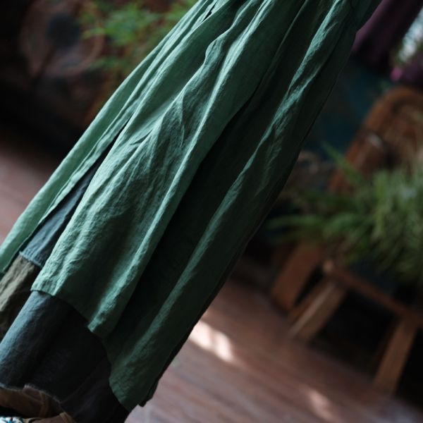 燕燕~純麻 寬鬆百搭手工繡花長外披長外套。ab219301 