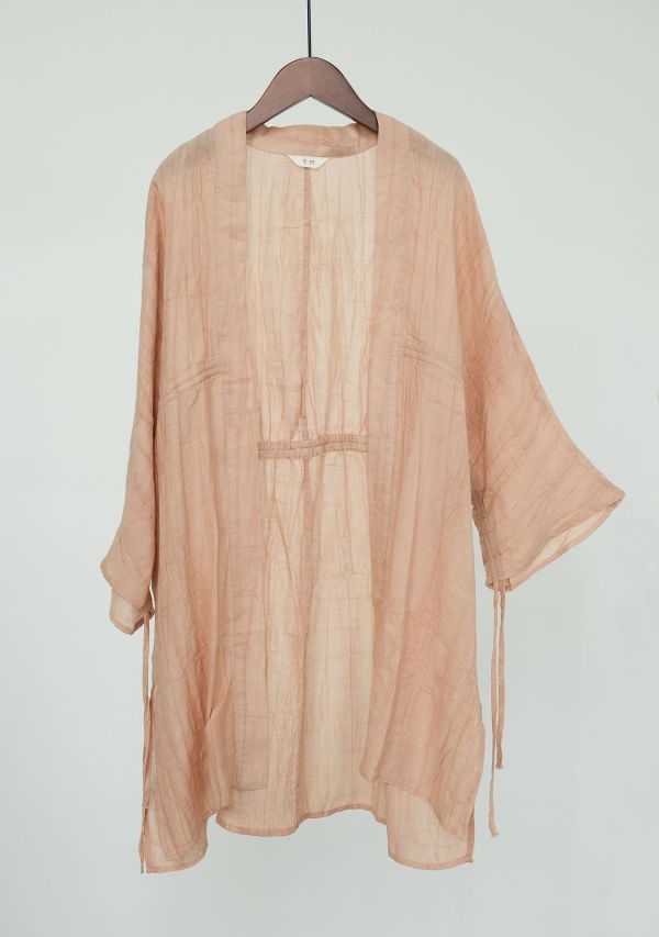 燕燕~春夏款. 皺麻 復古百搭寬大抽繩防曬外套.  ab2316001 