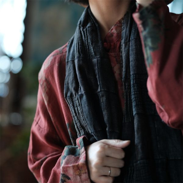 燕燕~設計復古文藝減齡氣質百搭麻圍巾 ab211301 