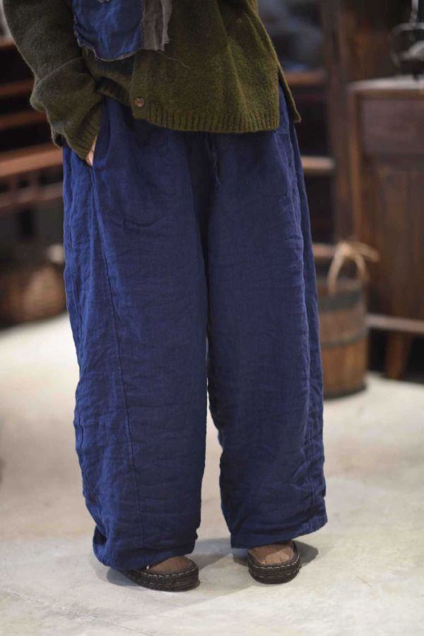 燕燕～ 加厚亞麻夾棉休閒棉褲 長褲 ab25101 