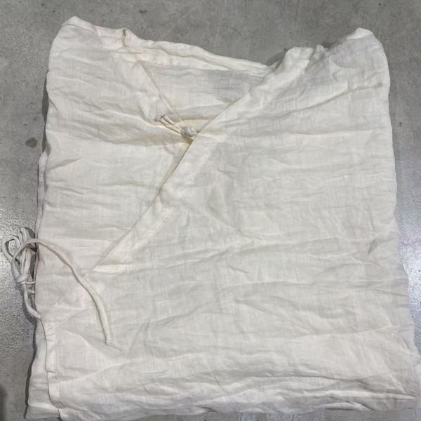 燕燕~春夏新款 苧麻偏襟復古中式盤扣繫帶中長袍上衣 