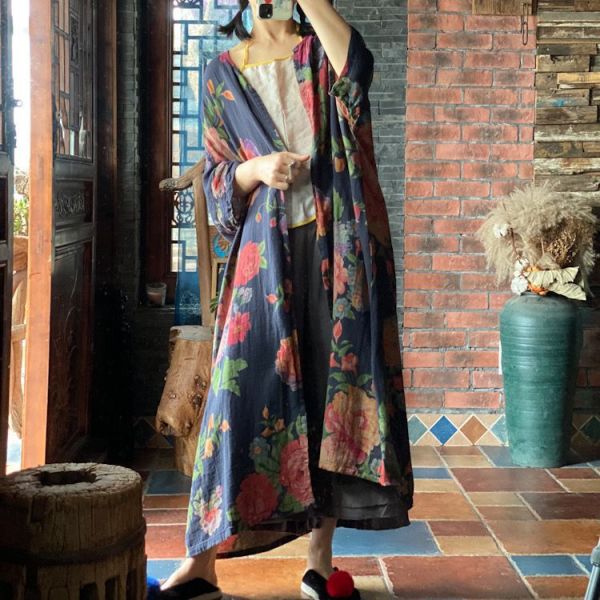燕燕～雙層棉紗. 復古舊感 舒適寬鬆防曬衣大外披上衣 外套。ab195901 