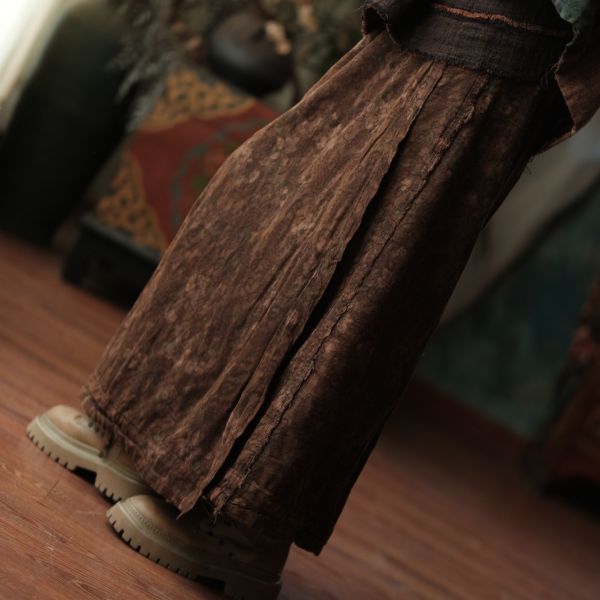 燕燕~秋冬新款 拼色文藝復古百搭半身裙碎花長裙 abGMJ20201 