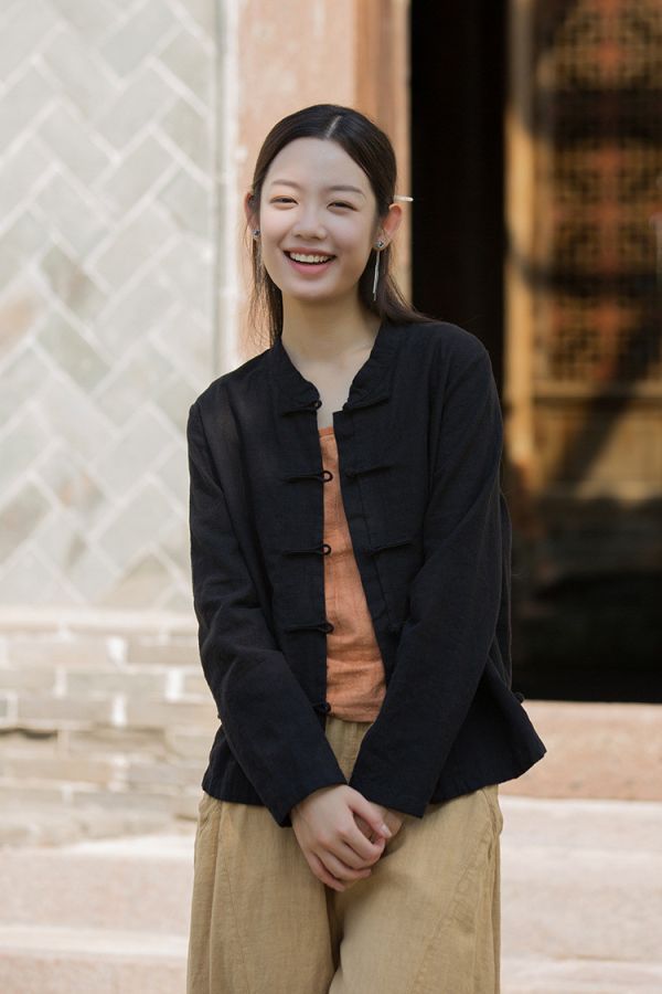 燕燕~春季新款 改良驚艷小立領上衣  盤扣女式長袖修身禪服開襟衫 外套 