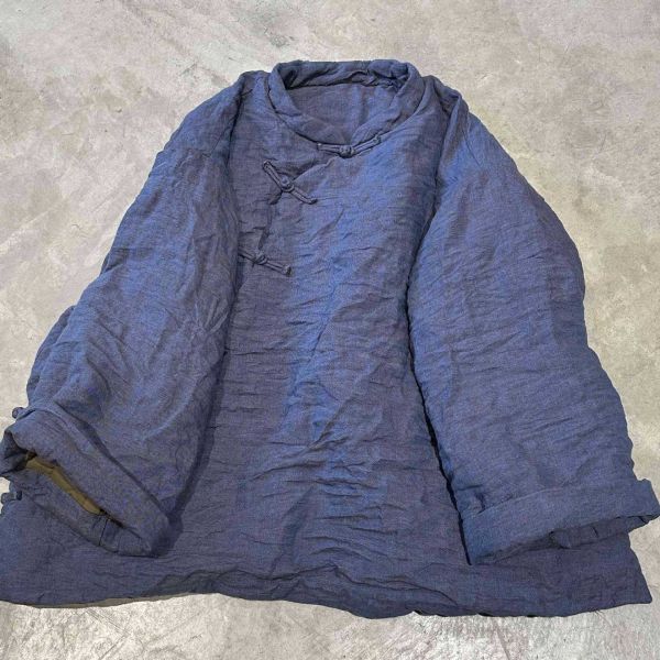 燕燕~秋冬新款 亞麻中式偏襟盤扣雙層加厚棉衣上衣 