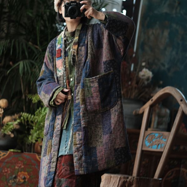 燕燕~設計文藝復古寬鬆夾棉棉衣外套袍子 ab193101 