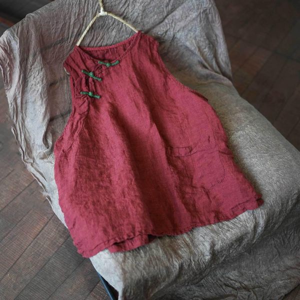 燕燕~秋冬春秋款復古中式時尚百搭顯瘦色織長款背心 