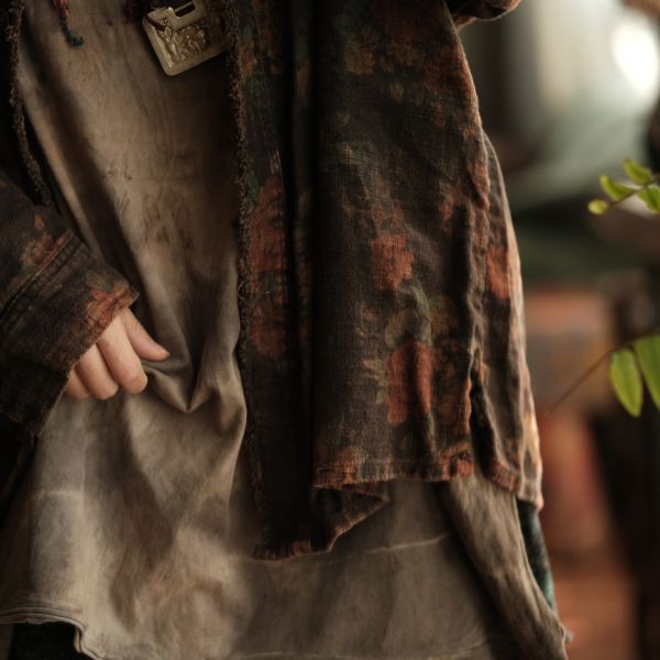 燕燕~秋冬新款 文藝復古雙層寬鬆翻領拼接開襟衫襯衫 ab96001 