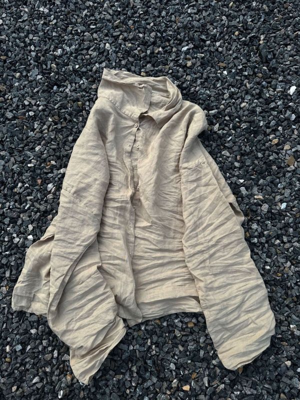 燕燕~秋冬新款 寬鬆加厚苧麻高領開襟衫 上衣 