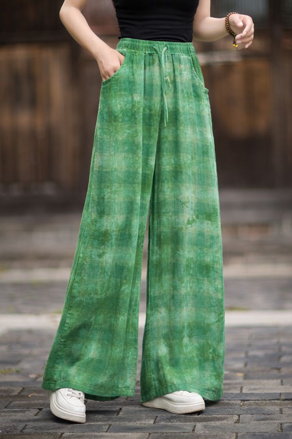 燕燕~秋季新款 渲染寬鬆顯瘦文藝百搭長褲 寬褲 