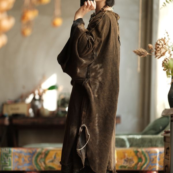 燕燕~復古文藝氛圍感寬鬆純棉中長款T恤 長版上衣 （寬鬆版型）abGMJ59901 