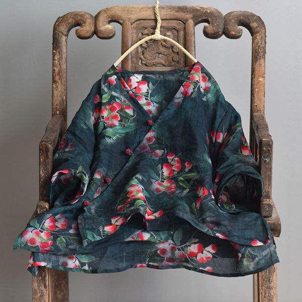 燕燕燕~棉麻商品~日系森林系~苧麻材質襯衫 春夏款盤扣七分袖棉麻衫 (低價回饋買家） 