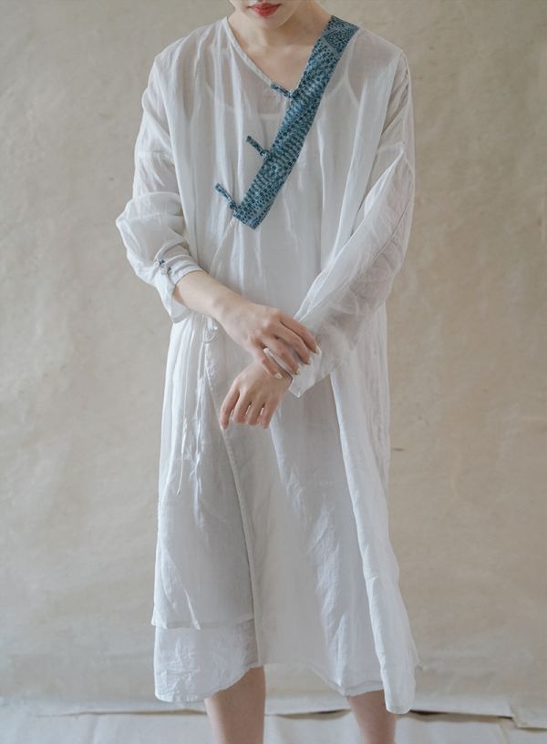 燕燕~棉麻商品~文藝輕薄款 苧麻材質 洋裝 連身裙  也可當長版上衣 ab2102601 