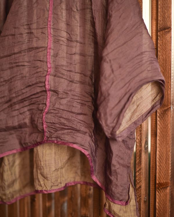 燕燕. 春夏新款 雙色輕薄襯衫 撞色V領手工針跡繡線文藝麻衫 上衣 