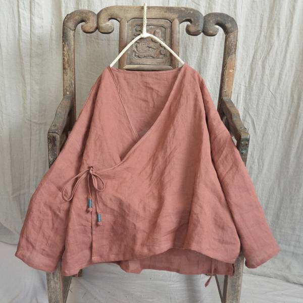 燕燕~棉麻商品~日系森林系~ 春秋款中國民族風開衫苧麻漢服短上衣原創文藝盤扣女裝外套 