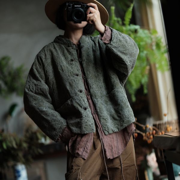 燕燕~棉麻商品~純亞麻。復古文藝仿香雲紗印花棉衣外套  ab191201 