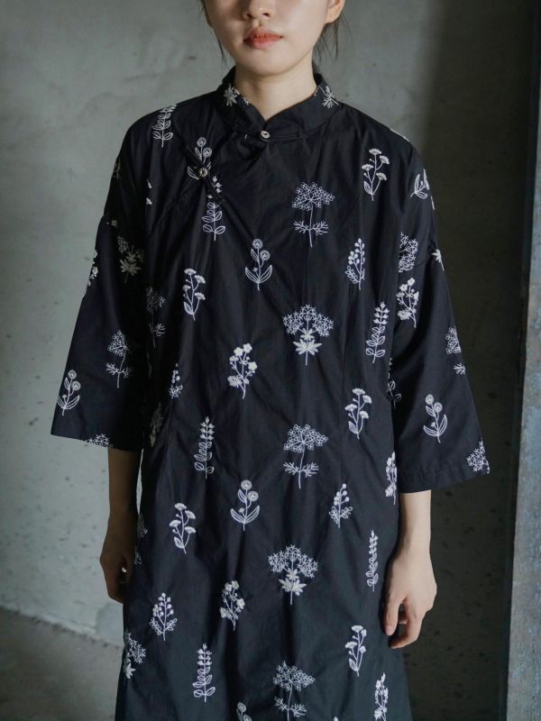 燕燕~夏季新款 輕中式繡花長旗袍 復古高品質紙感棉修身 洋裝 連身裙 ab2323201 