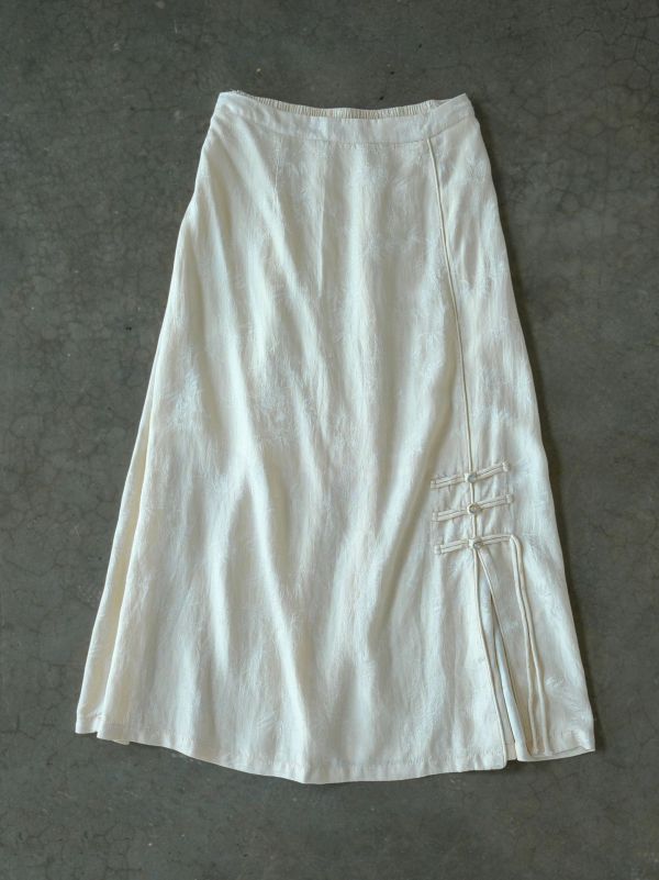 天絲提花    復古國潮顯瘦開叉 流蘇長裙     ab2409701 