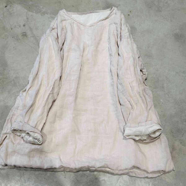 燕燕~亞麻 雙層套頭中長內搭外搭衫 上衣 ab27101 