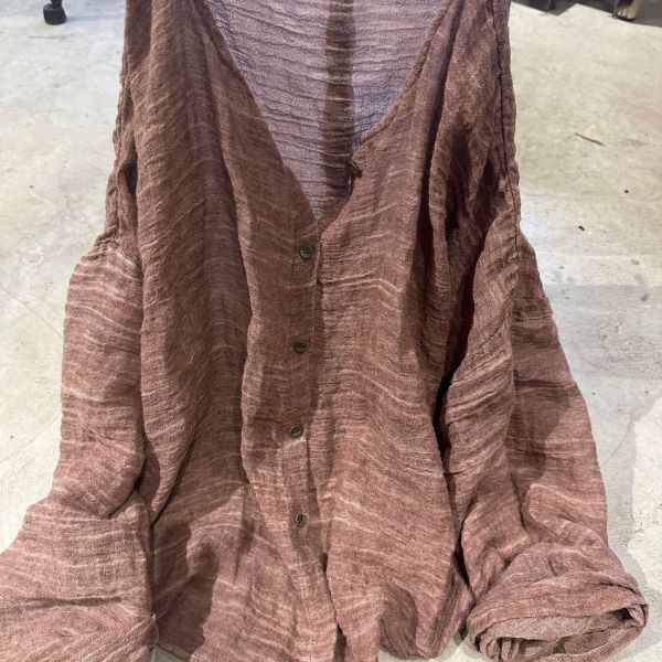 燕燕~苧麻~休閒純色長袖砂洗開襟衫小衫 外套 