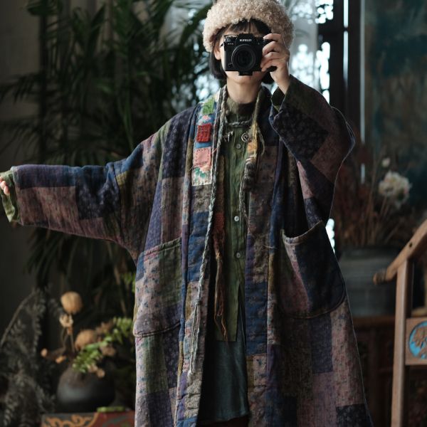 燕燕~設計文藝復古寬鬆夾棉棉衣外套袍子 ab193101 