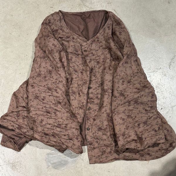 燕燕 文藝休閒百搭落肩圓領苧麻印花雙層開襟外套 