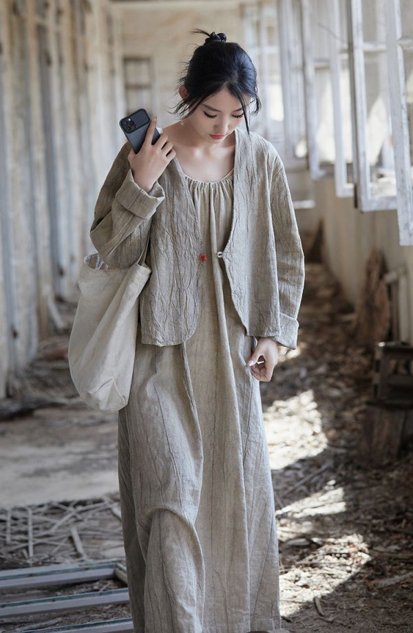 燕燕~苧麻~夏棉麻女裝新款   紮染百搭開襟衫 長袖短外套 