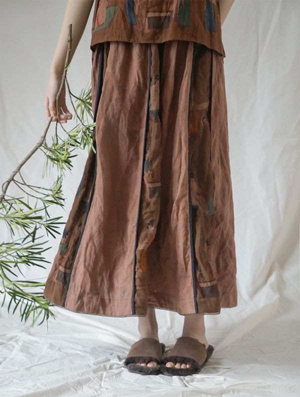 燕燕棉麻～亞麻 復古東方漢服大擺裙長裙 ab2213501 