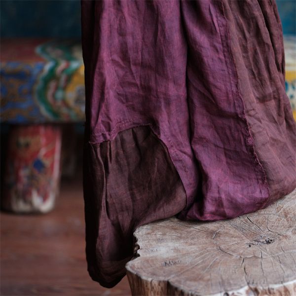 燕燕~春季新款  純亞麻拼接文藝復古百搭雙層長裙    ab206201 