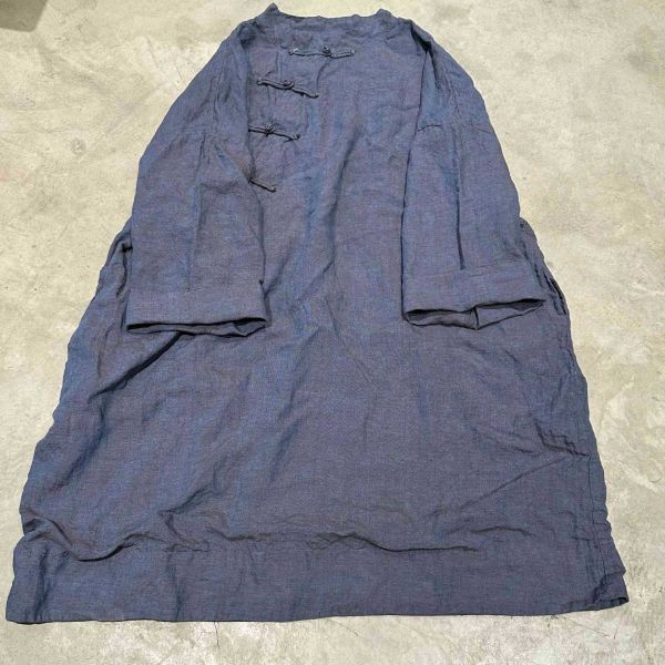 燕燕 色織雙層偏襟復古中式盤扣長袍上衣 洋裝 連身裙 