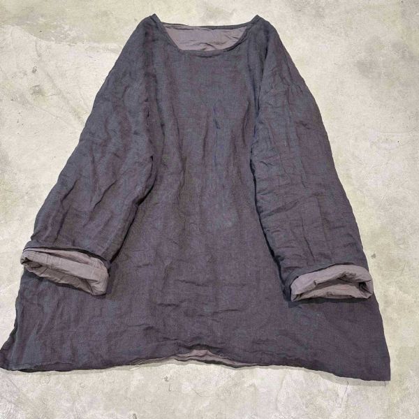 燕燕~亞麻 雙層套頭中長內搭外搭衫 上衣 ab27101 