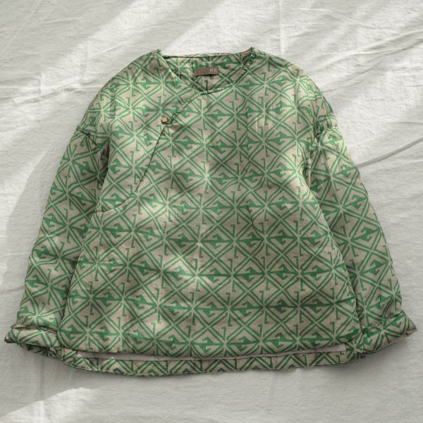 燕燕~棉麻商品~苧麻. 中式印花軟糯小棉衣 田園生活加厚套頭棉襖上衣. ab2242101 