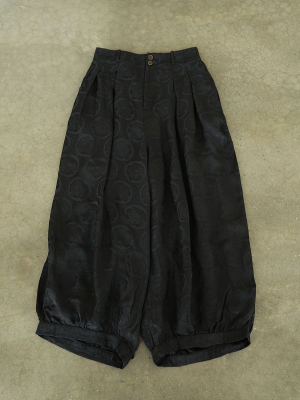 燕燕～ 秋冬款 富貴花天絲提花寬鬆闊腿褲 雙層顯瘦直筒褲 ab2436901 